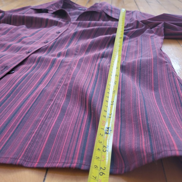 Addition Elle Burgundy Vertical Striped Button Down Blouse Size 14 - Picture 5 of 11